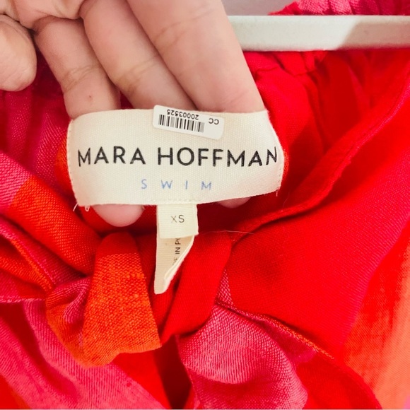 Mara Hoffman Kamala Off the Shoulder Striped Midi Dress Linen Beach Pool Light - Picture 7 of 10